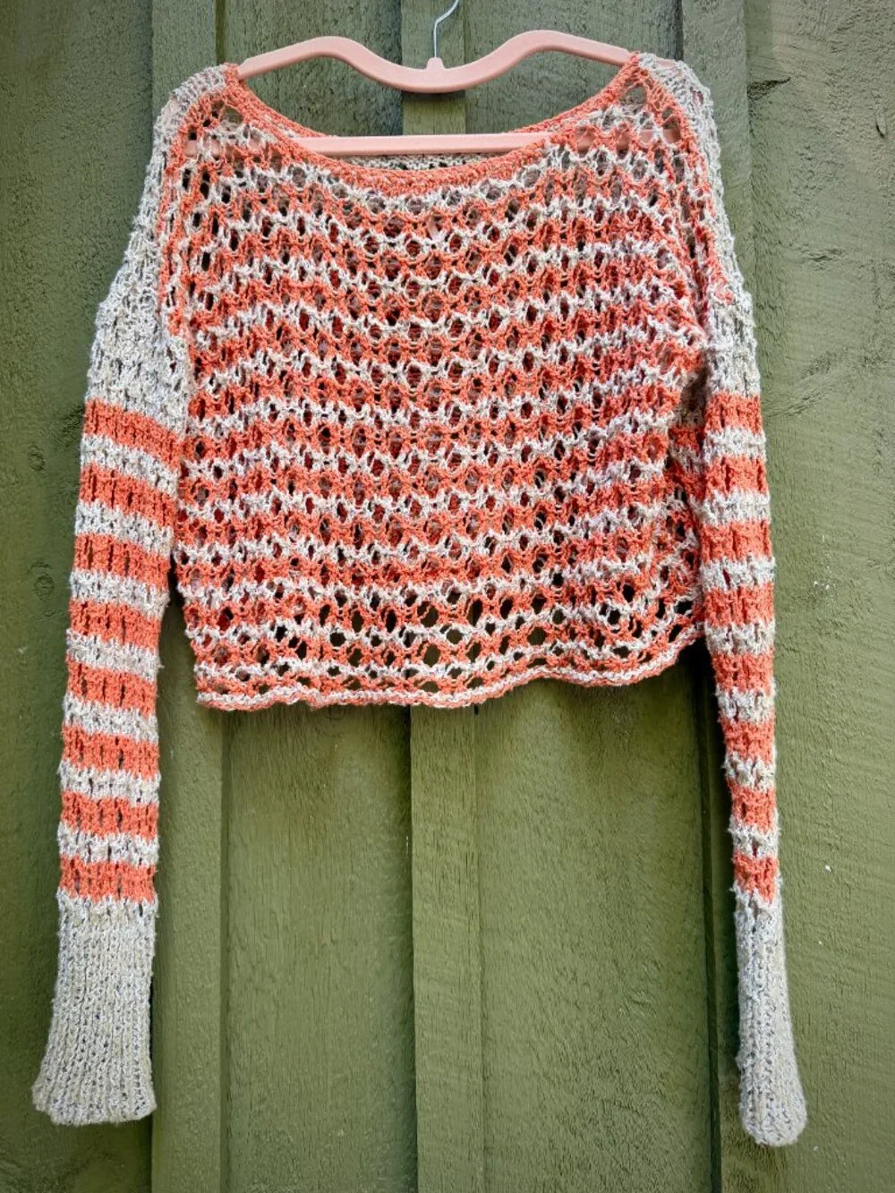 🌲 Free People Striped Crochet Top, Subtle Style!